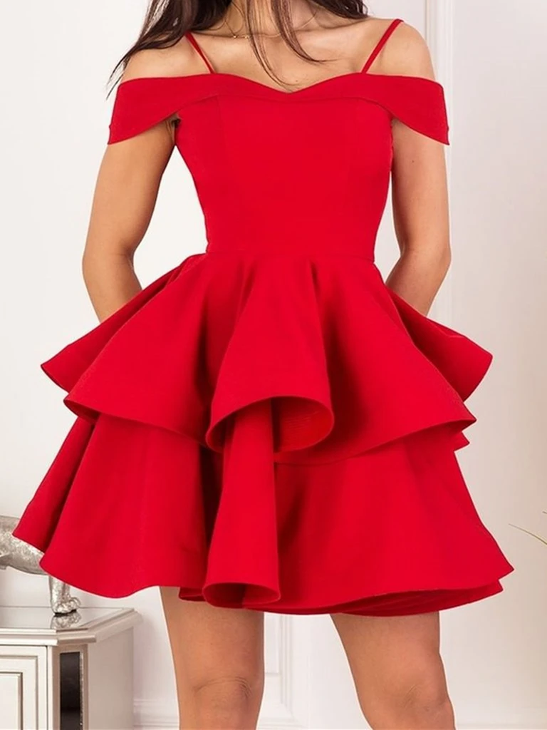 Off the Shoulder Navy Blue/Red Homecoming Dresses, Navy Blue/Red Formal Evening Dresses cg21860