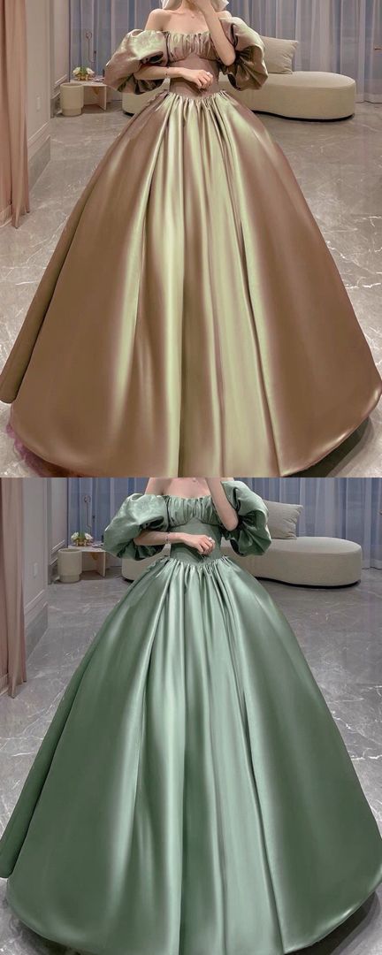 Princess ball gown dresses satin puffy sleeves quinceanera gown prom dress, evening dress cg22001