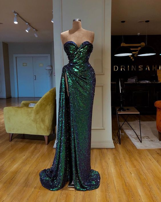 green Mermaid Sequins Maxi Dress Prom Dresses sequin dress cg22142