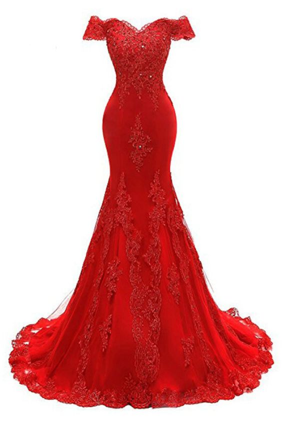 OFF THE SHOULDER EMBROIDERED FLORAL AND BEADS IN LACE MERMAID EVENING GOWN PROM DRESS cg22271