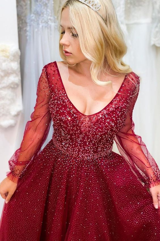 red long evening dress prom gowns cg22364