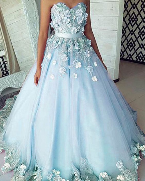 light blue embroidery ball gown sweetheart quinceanera prom dresses elegant cg22566