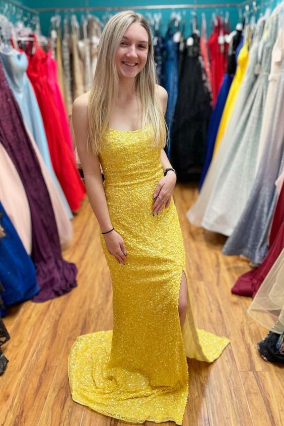 Mermaid Yellow Prom Gown cg22650