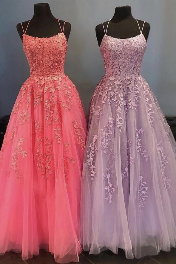 Stylish tulle lace long A line prom dress evening dress cg22960