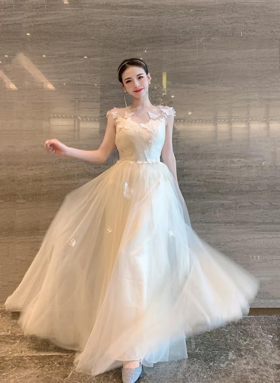 Charming Light Champagne Long Junior Prom Dress cg23168