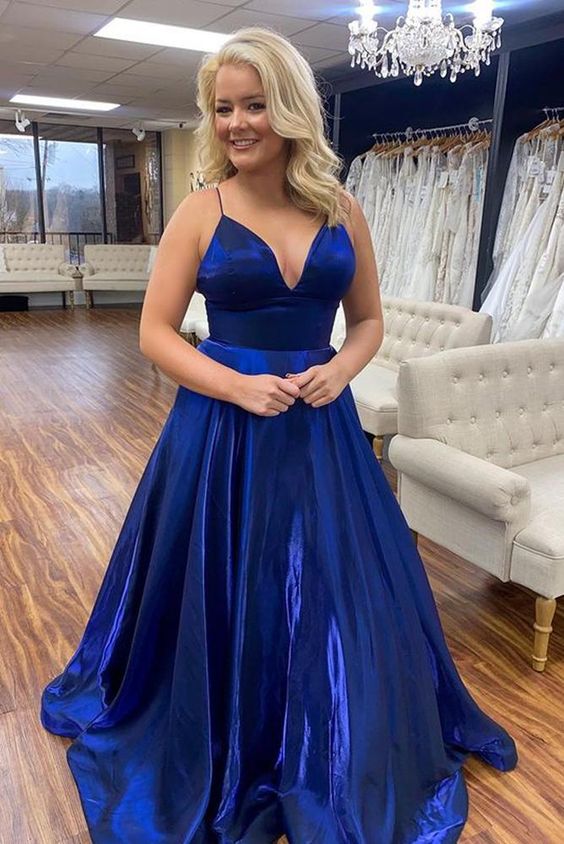 Royal Blue Simple Long Prom Dresses,Graduation School Party Dress cg23296