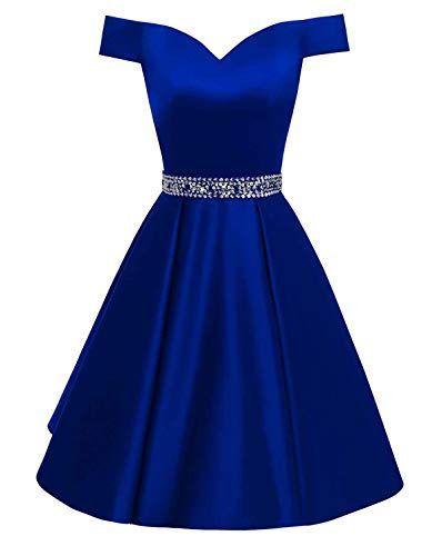 Backless Homecoming Dress,Royal Blue Beaded A Line Satin Cocktail Dress cg23327