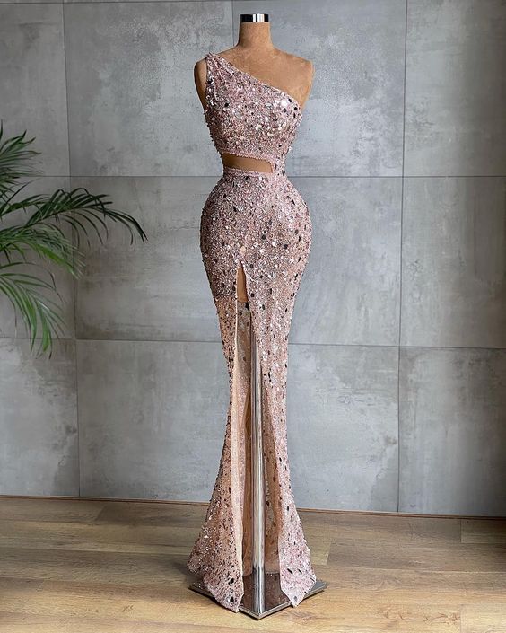 pink long prom dress, pink evening dress cg23337