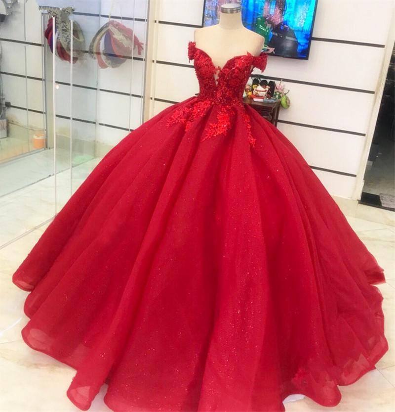 Red Ball Gown Long Prom Dress cg23461