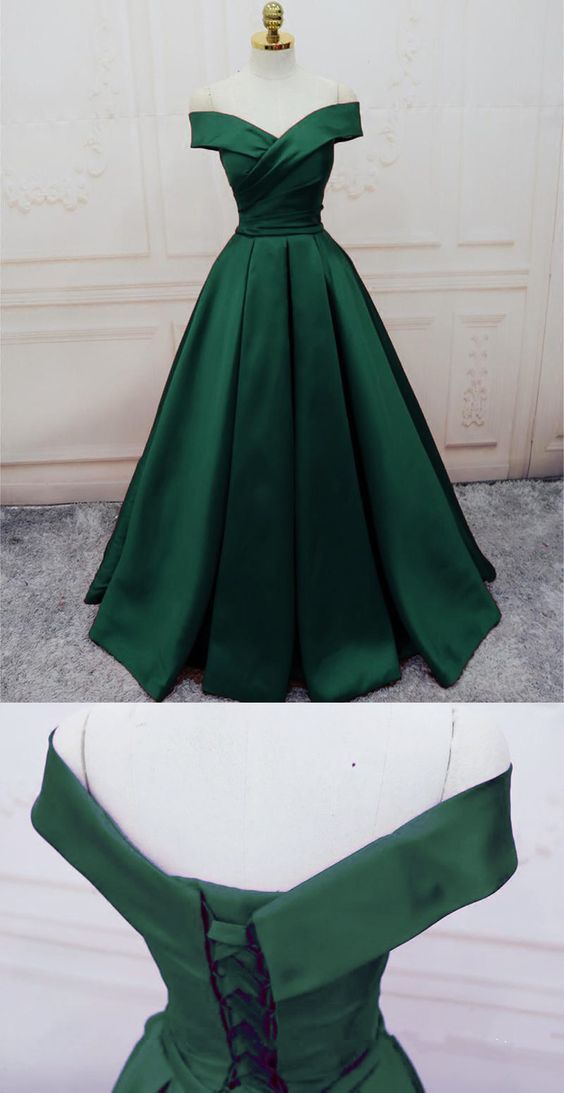 Emerald dark green satin senior grad prom dress cg23464
