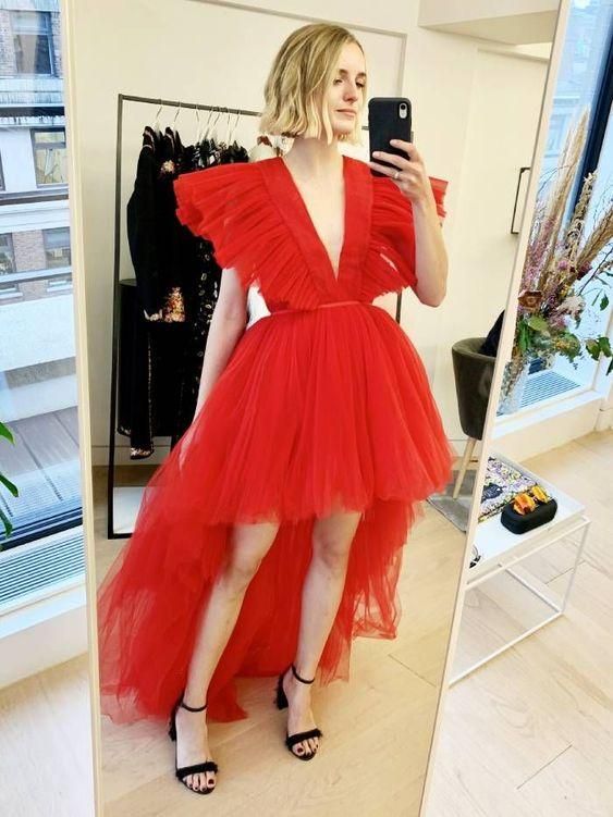 Unique Red Tulle Prom Dress cg23483