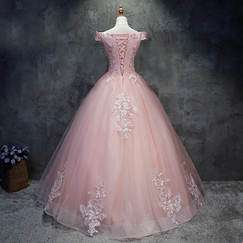 Pink Cap Sleeves Ball Gown Tulle With Lace Sweet 16 prom Dresses, Long Quinceanera Dresses cg23502