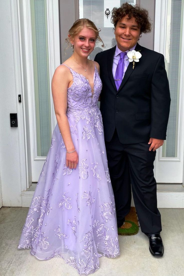 elegant A-line lavender lace appliques long formal dress prom dress 2022 cg23513