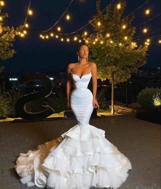 mermaid white fashion long prom dress cg23533