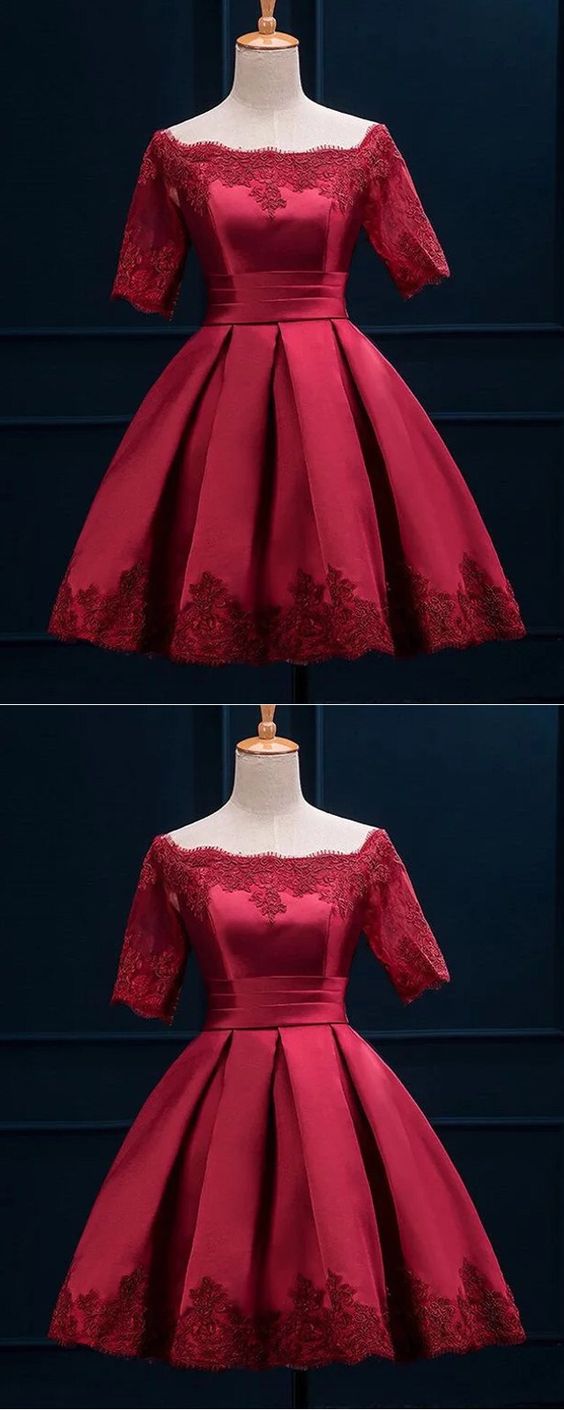 burgundy homecoming dresses with sleeves cg2357