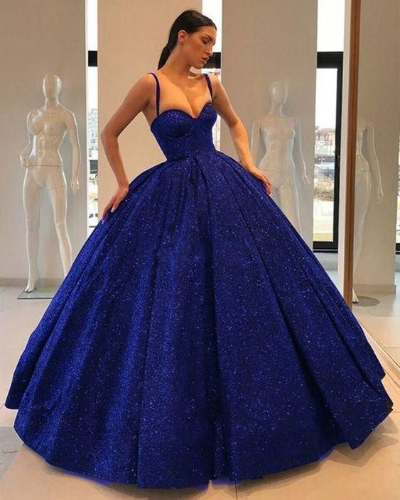 Royal Blue Sequin Ball Gown Prom Dress cg24436