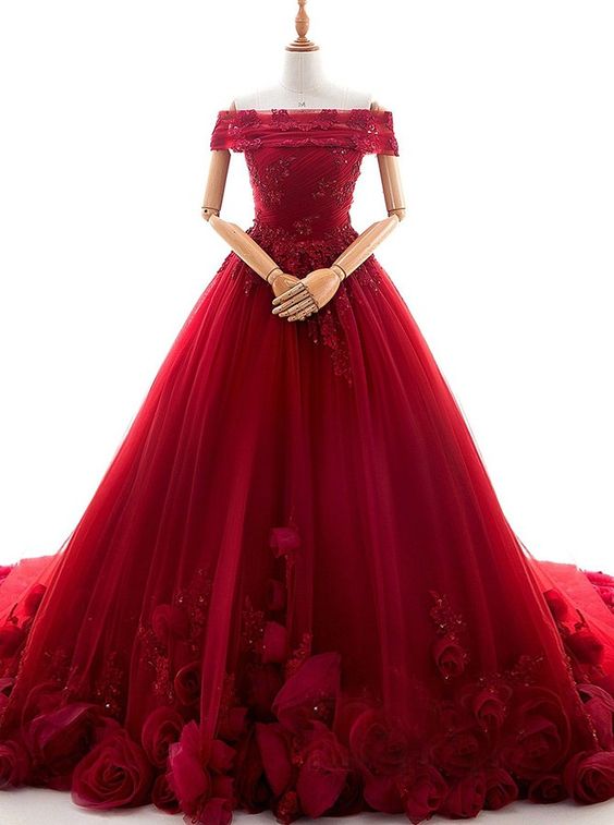 Dark Red Appliques Formal Gown Women Evening Dress prom gown cg24779