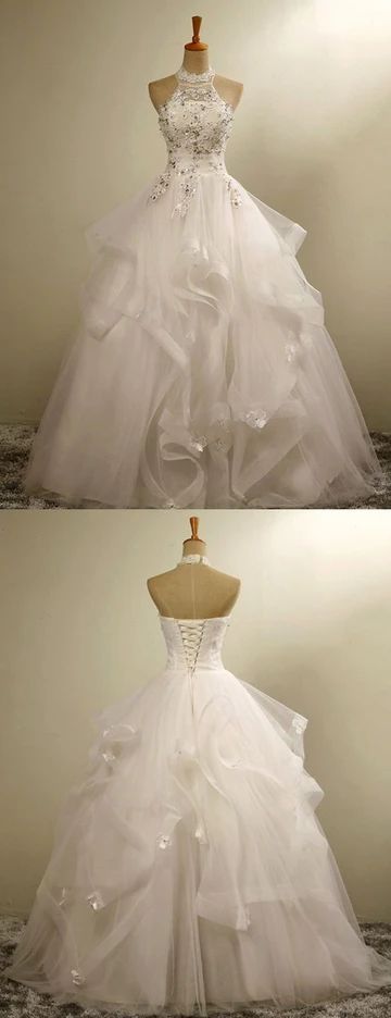 Floor-Length Organza Halter Neckline Prom Dress cg24785