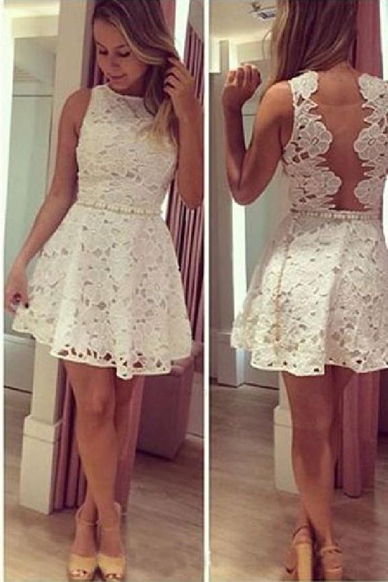 Ivory Homecoming Dress, Pretty Homecoming Dress, Homecoming Dress Lace cg2877