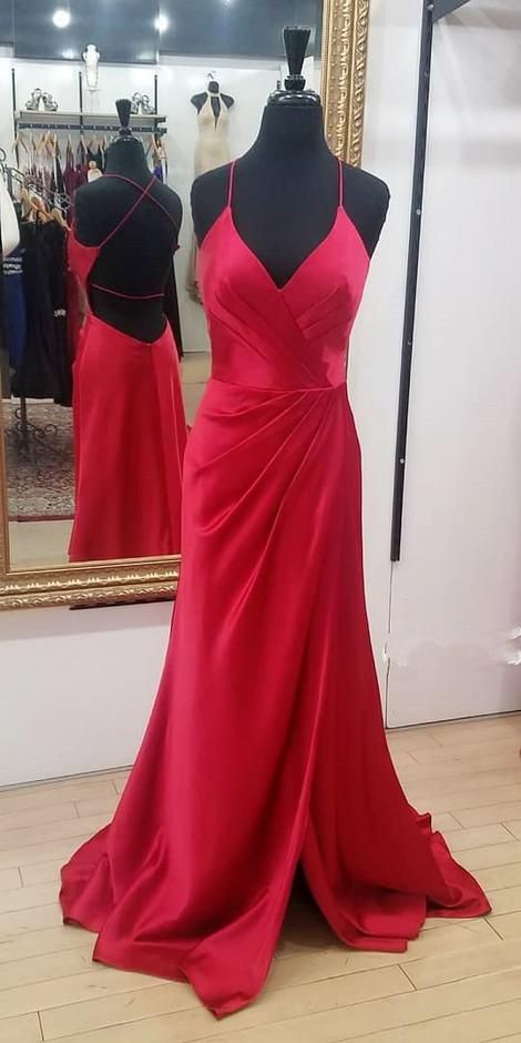Backless A-line Long Prom Dress with Slit ,Fashion Winter Formal Dress, School Dance Dress cg3050