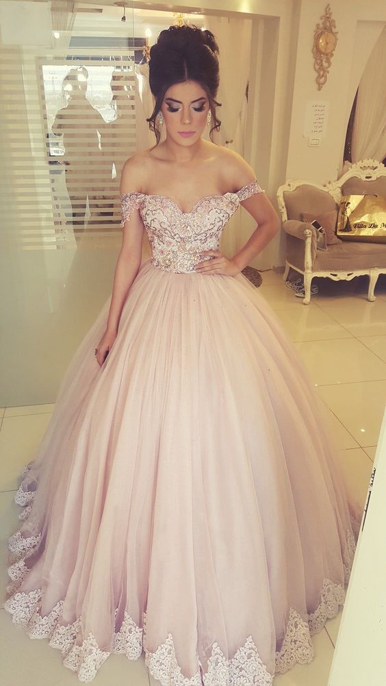 pink ball gown prom dress , cheap prom gown cg3116