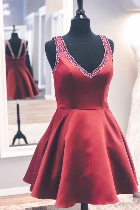 V-neck Beaded Short Homecoming dress ,Short Dress, 8th Graduation cg3121
