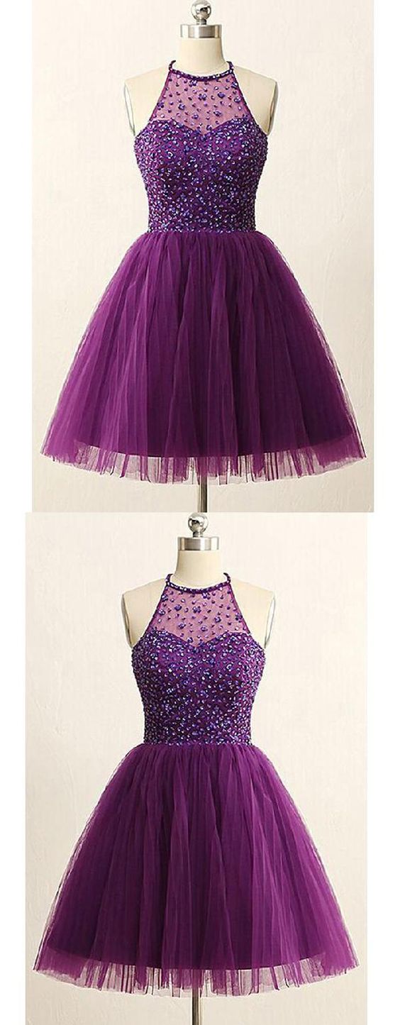 Sleeveless Homecoming Dress, Short Homecoming Dress, Open Back Homecoming Dress, Purple Homecoming Dress cg3186