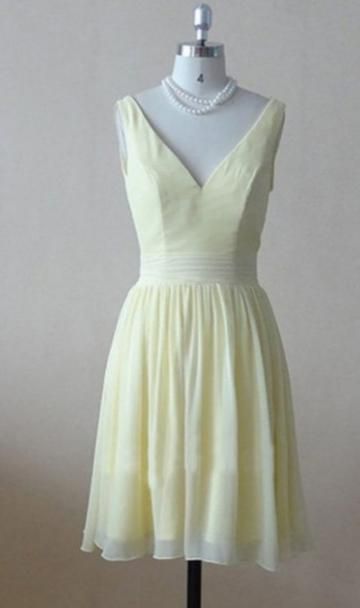 Short Chiffon Homecoming Dress Customized, Sleeveless V-Neck cg3720