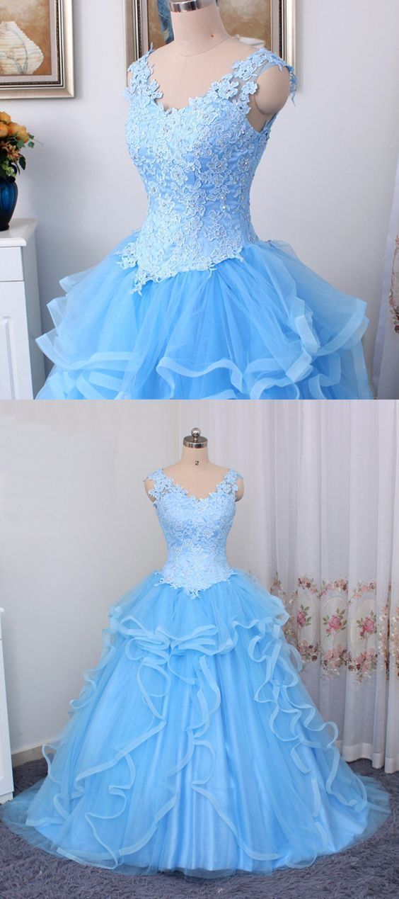 Gorgeous Blue Sweet 16 Dress 2019, Ball Gown Blue prom Dress cg3739