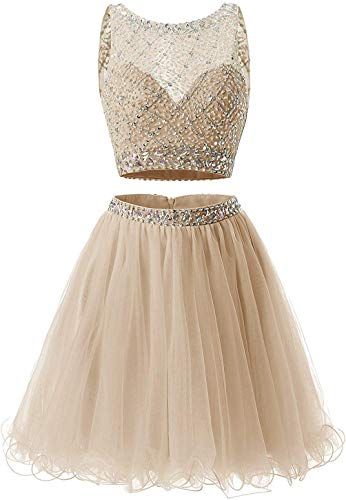 Short Homecoming Dresses Juniors Two Piece Dress Short A line Tulle Beaded Sequins Party Dresses cg3927