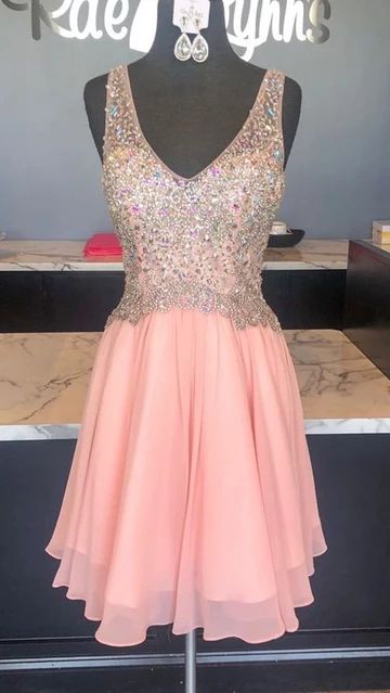 Rhinestones Short Pink Homecoming Dress cg4350