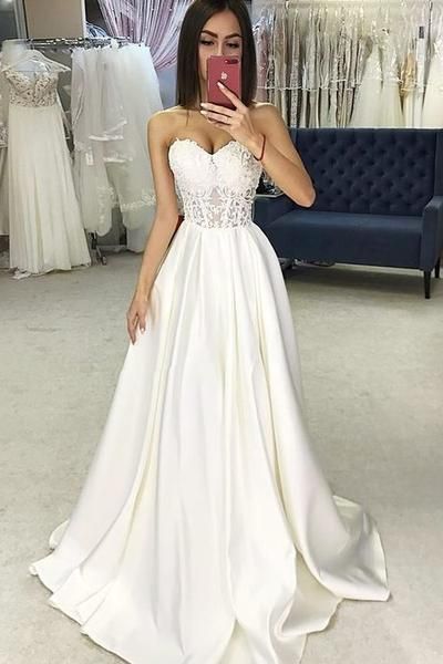 Sweetheart Sheer Lace Corset Wedding prom Dresses cg4790