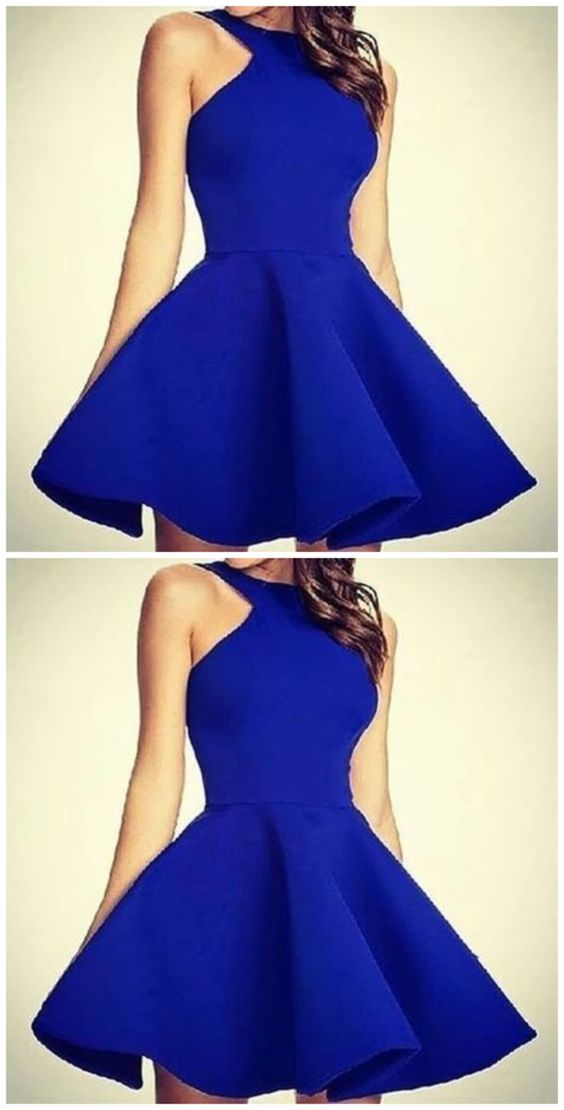 simple royal blue short homecoming dress cg4810