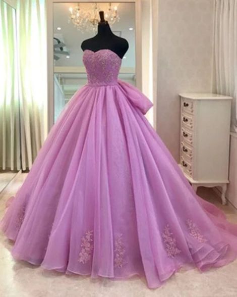 Sweetheart neck lavender tulle formal prom gown, evening dress cg5446
