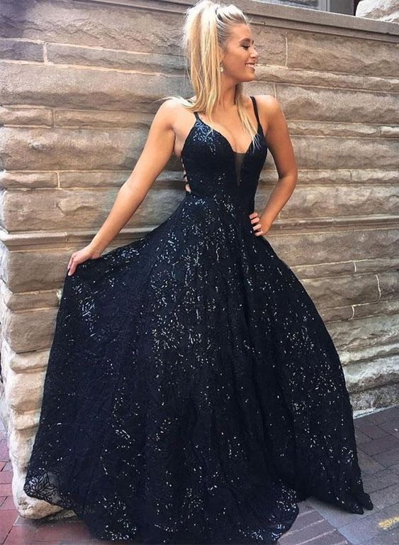 Stylish v neck sequins long prom dress, evening dress cg5513