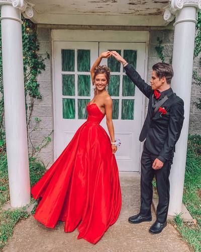 Fashion Sweetheart neck Red Floor-Length Satin Prom Dress,Red Wedding Party Gowns cg5526