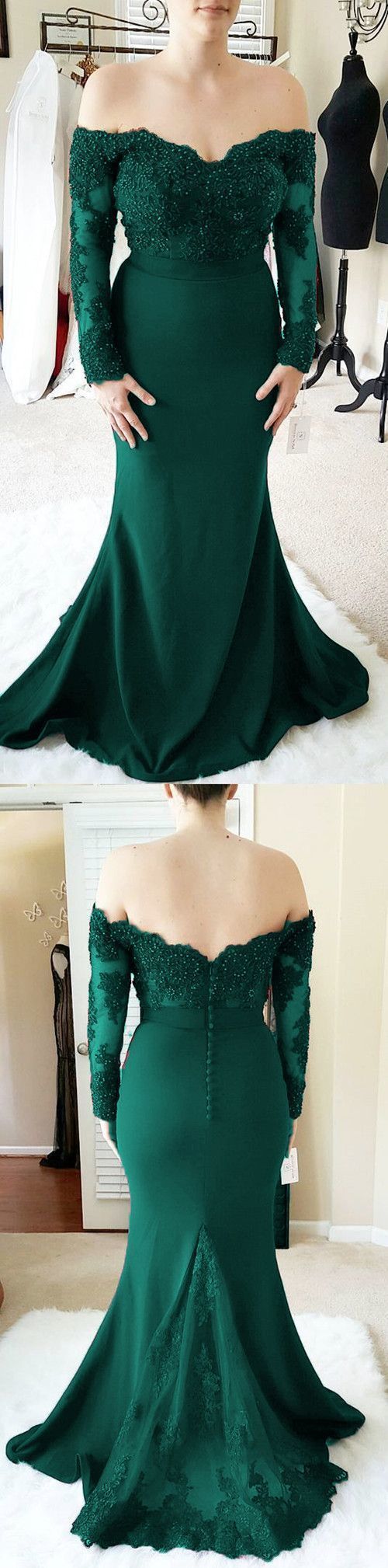 Lace Off Shoulder Mermaid Long Sleeves Bridesmaid prom Dresses cg5579
