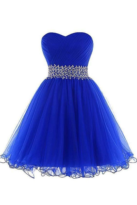 A-Line Homecoming Dresses A-line Sweetheart Short Tulle Lace-up Royal Blue Homecoming Dress cg5638