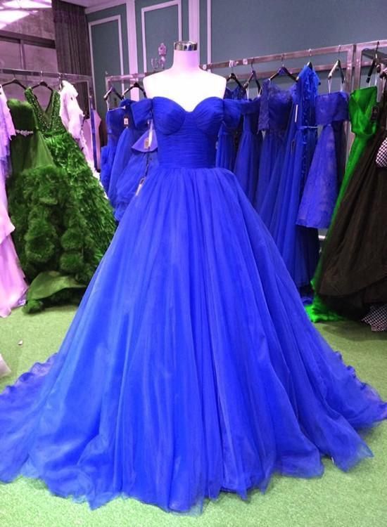 Beautiful Dark Blue Tulle Sweetheart Formal Dress, Elegant Ball Gown Prom Dresses cg5665