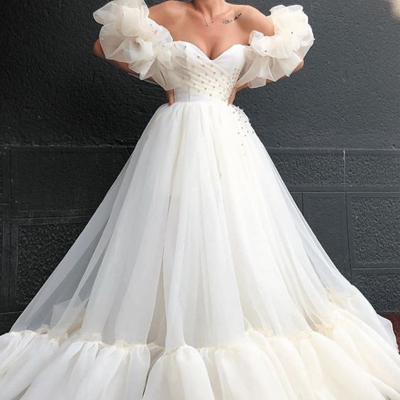 ivory prom dress, ball gown prom dress cg5863