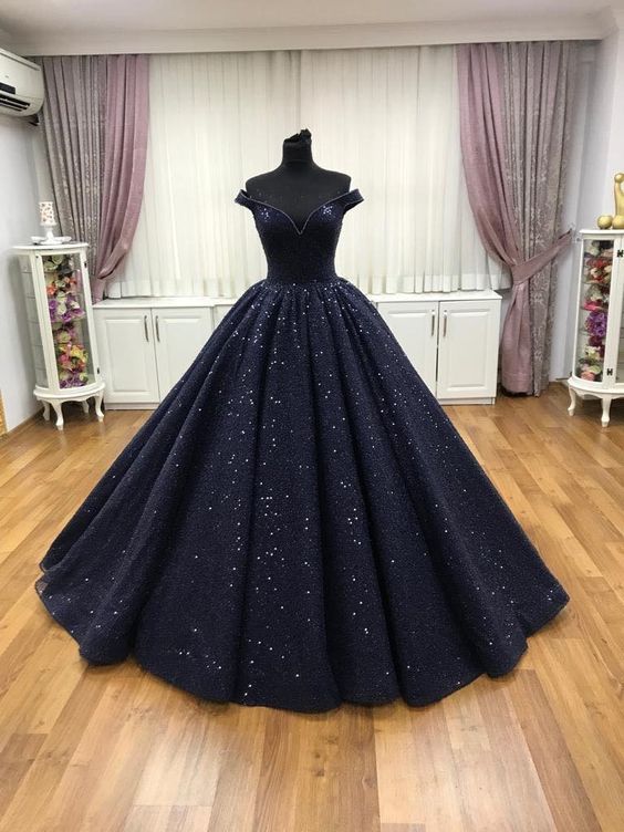 Navy blue ball gown prom dress cg5864