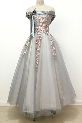 Light Grey Bowknot Long Prom Dress cg5876