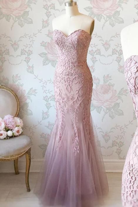 Mermaid Sweetheart Appliques Pink Prom Dress with Beads cg5917