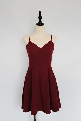 Sexy Straps Dark Burgundy Short Satin Party homecoming Dress cg5941