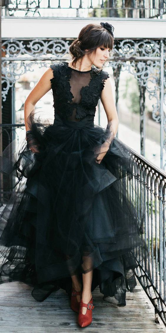 Black Sleeves Prom Dress With Lace , Charming Prom Dress cg5993