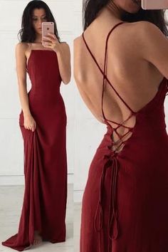 Spaghetti Straps Burgundy Sleeveless Formal Gown,Cheap Long Evening Dresses cg6029