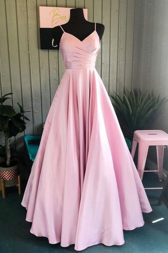 Elegant Pleated A-Line Pink Long Prom Dress cg6037