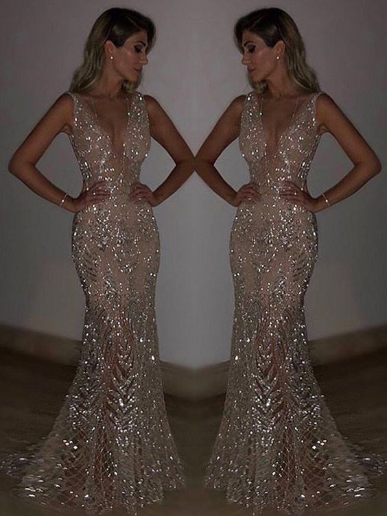 Blingbling Sequined Mermaid Evening prom Dress cg6050