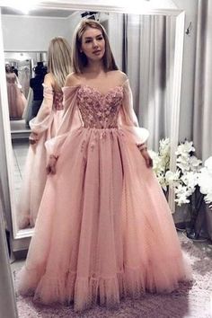 Princess Pink A Line Tulle Prom Dress cg6052