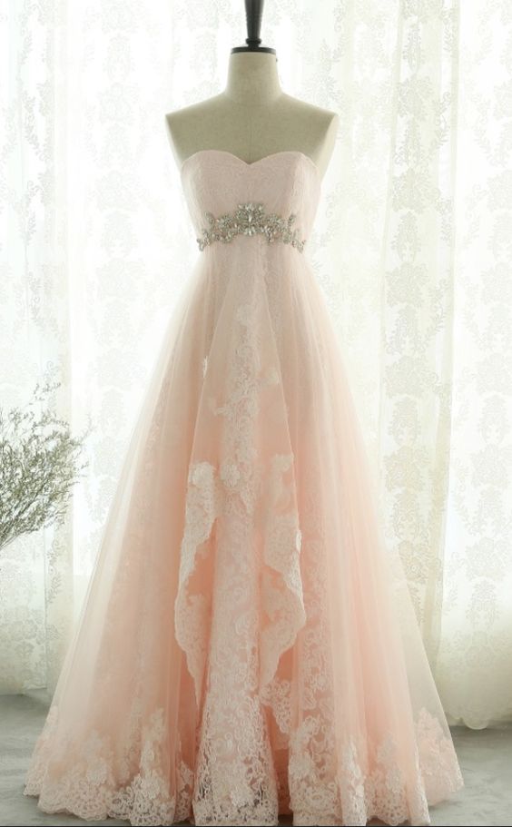 Pink Sweetheart Beading Lace Tulle Lace Up Open Back A-Line Long Prom Dress, Prom Dresses cg6082